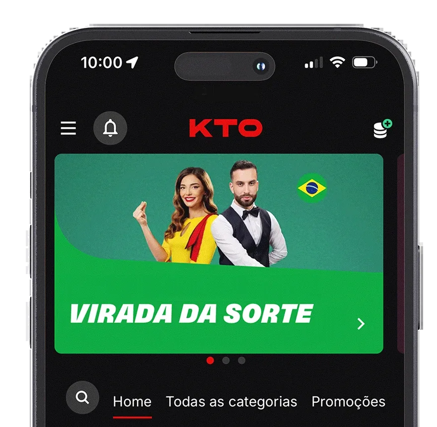 Tela antiga do app da KTO com o banner Virada da Sorte
